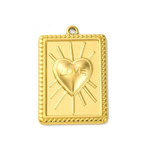 Pendentif cœur ex voto doré en acier 304 inoxydable cœur doré