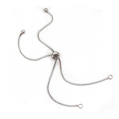 Bracelet chaîne vénitienne réglable avec anneaux d'attaches perles stopper en acier inoxydable 12,6 mm bracelet argent mat