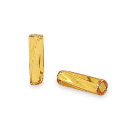 Bugles twist 6 mm perles rocaille doré jaune tube perle tube en verre - 10 grammes
