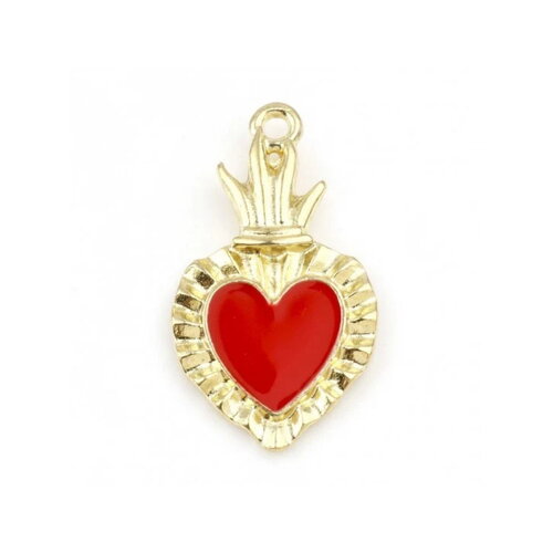 2 pendentifs cœur ex voto doré cœur émaillé