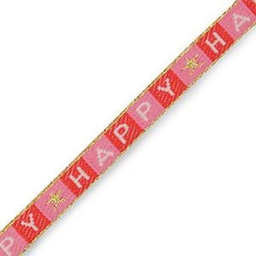 1 métré ruban à message tissé happy ruban pour bracelet 10 mm largeur texte happy - 89708