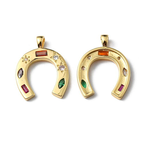 Breloque fer à cheval en laiton doré 23 mm pendentif porte bonheur