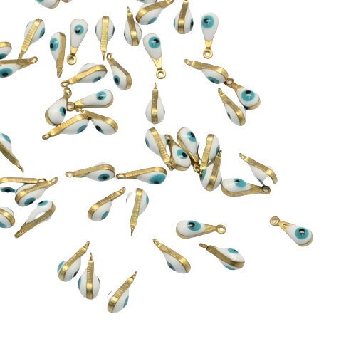 10 pendentifs goutte doré émail breloque mauvais œil en laiton doré pendentif porte bonheur 11 mm