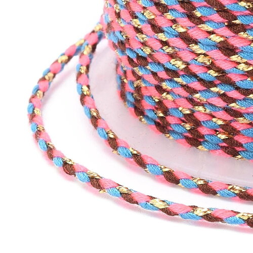 Cordon en coton tressé fil doré 1,5 mm-2 mm cordon multicolore pour cordon bijoux en coton pour scrapbooking longueur 1 mètre