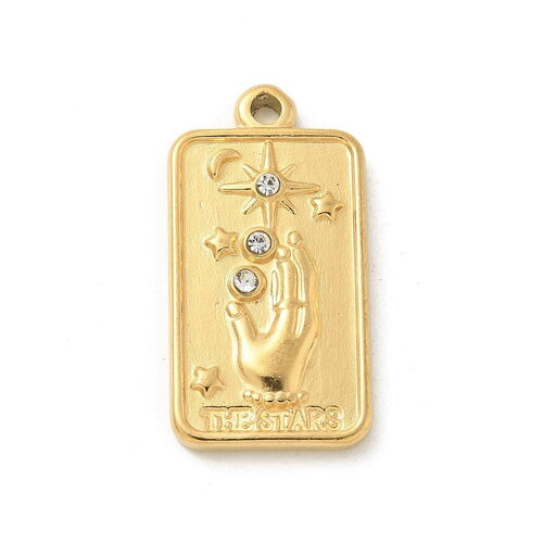 Pendentif médaille tarot 30 mm en métal doré émaillée pendentif porte bonheur crane
