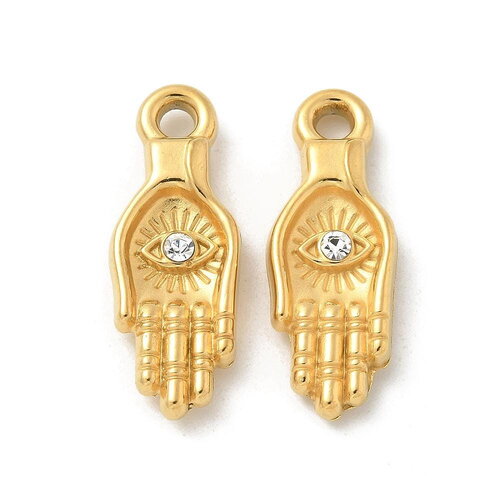 Pendentif main oeil protecteur 24 mm en acier inoxydable 304