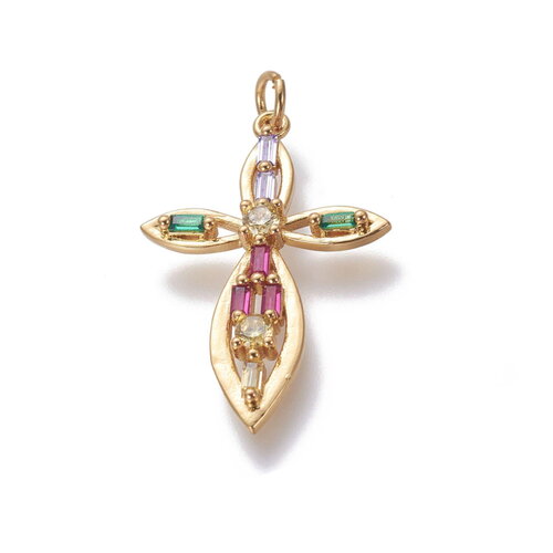 Pendentif croix doré 30 mm breloque croix doré