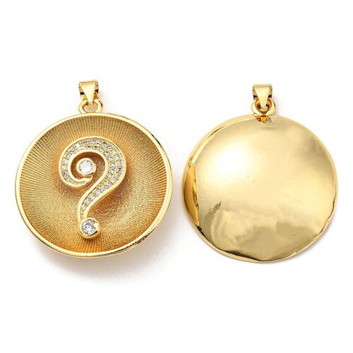 Pendentif rétro en plaqué ou avec point d'interrogation pavé de strass breloque amulette pendentif porte bonheur