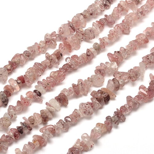 50 perles chips quartz fraise perles naturelles quartz fraise