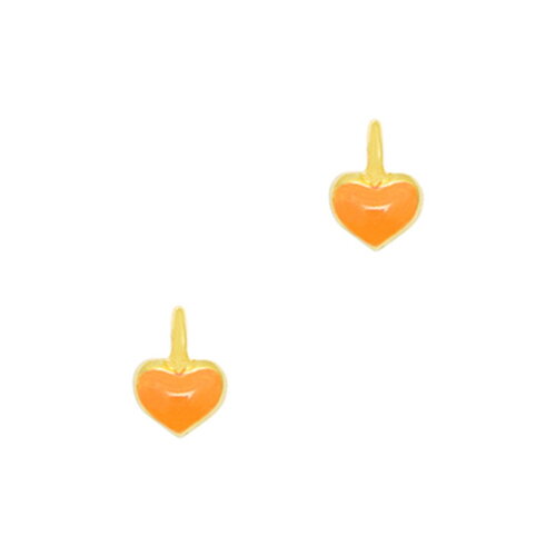 Breloque cœur 5 mm doré plaqué or 24k émaille mini cœur orange