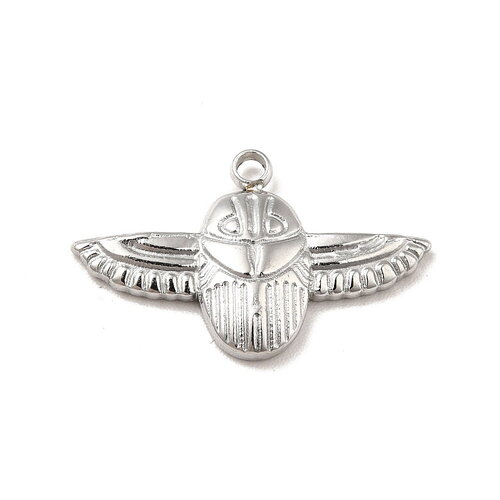Pendentif scarabée argenté en acier inoxydable 304 breloque scarabée 12 mm