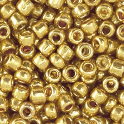 Grosses perles de rocaille en verre doré brillance métallique  perles rocaille 4 mm lot de 10g