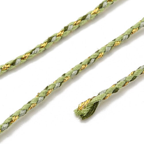 Cordon en coton tressé vert jaune fil doré 1,5 mm-2 mm cordon multicolore cordon pour bijoux en coton cordon scrapbooking longueur 1 mètre