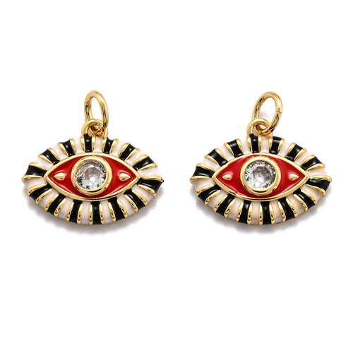 Pendentif œil porte bonheur 15 x 12 mm plaqué or 18 carats