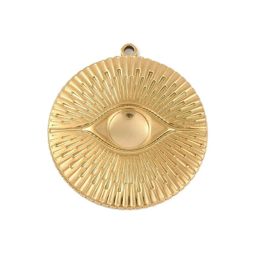 Pendentif rond en acier inoxydable 304 avec œil protecteur
