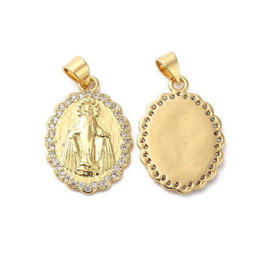 1 pendentif médaille vierge miraculeuse 22,5 mm pendentif vierge pendentif religieux médaille vierge doré