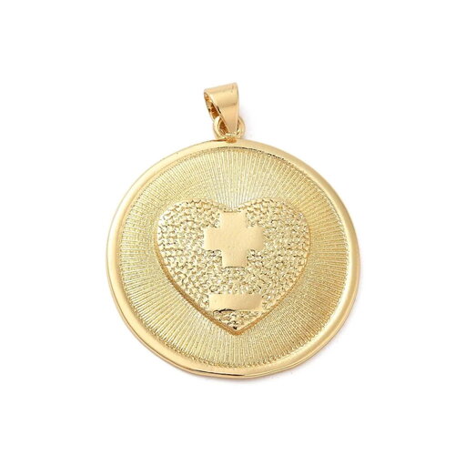 Pendentif cœur doré en laiton plaqué or 18k cœur doré