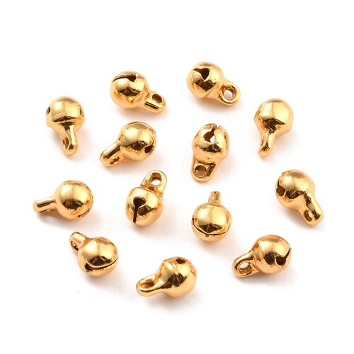 10 pendentifs grelot n acier inoxydable 304 clochette doré breloque cloche doré 7,5 mm