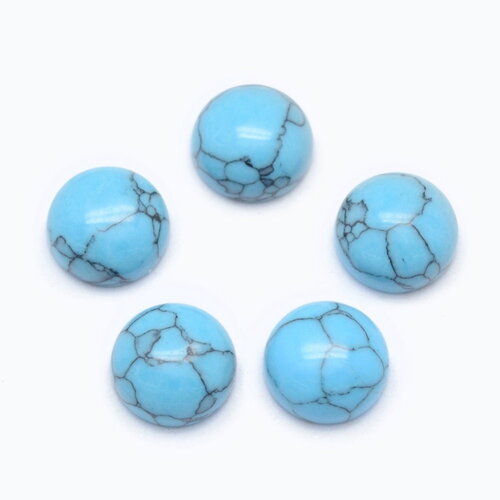 Cabochon rond turquoise synthétique cabochon 8 mm turquoise vendu à l'unité