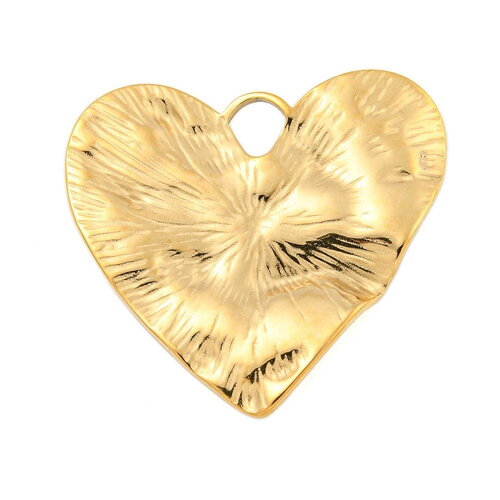 Pendentif cœur doré en acier inoxydable 304 inoxydable 34 mm cœur doré