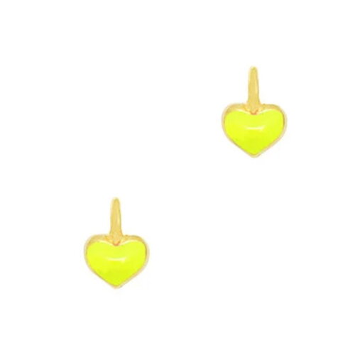 Breloque cœur 5 mm doré plaqué or 24k émaille mini cœur jaune fluo