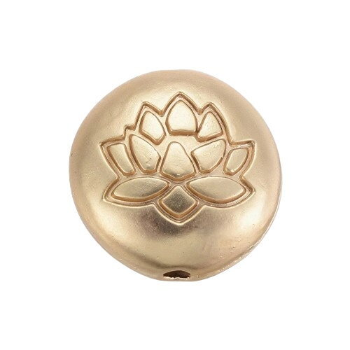Perle fleur de lotus doré 14 mm perle ronde plaquée or 18 carats