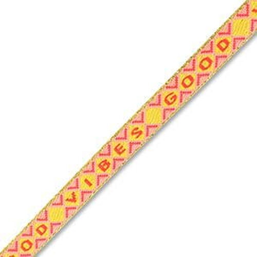 1 ruban à message tissé good vibes ruban pour bracelet 10 mm de largeur texte good vibes - 94098