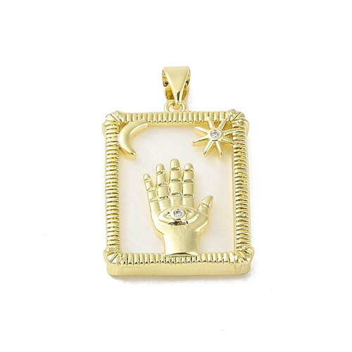 Pendentif médaille tarot 24,5 mm plaqué or 18 carats pendentif main œil protecteur breloque carte tarot
