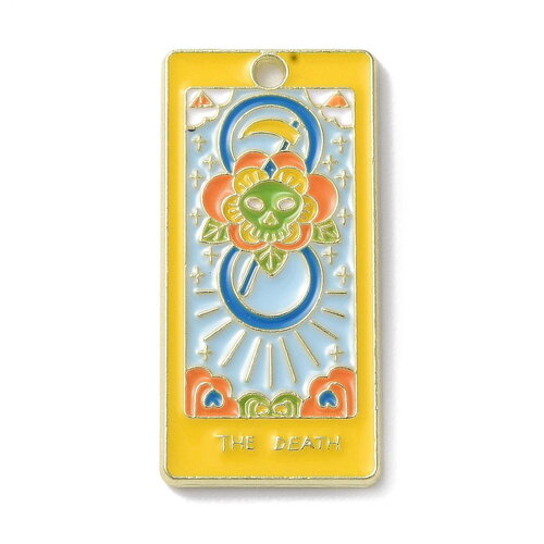 Pendentif médaille tarot 30 mm en métal doré émaillée pendentif porte bonheur crane