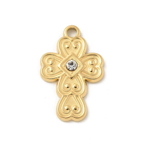Pendentif croix doré en acier inoxydable 20 mm breloque croix