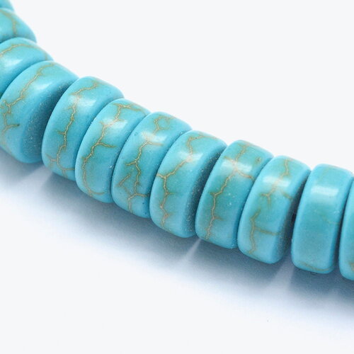 Perle heishi turquoise, naturelles perle turquoise, pierre howlite 8 x 3 m - fil de 110 perles disque