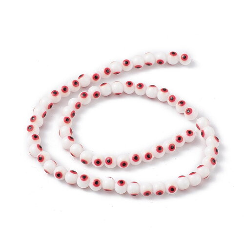 1 fil perles œil porte bonheur 6mm perles rondes verre œil protecteur
