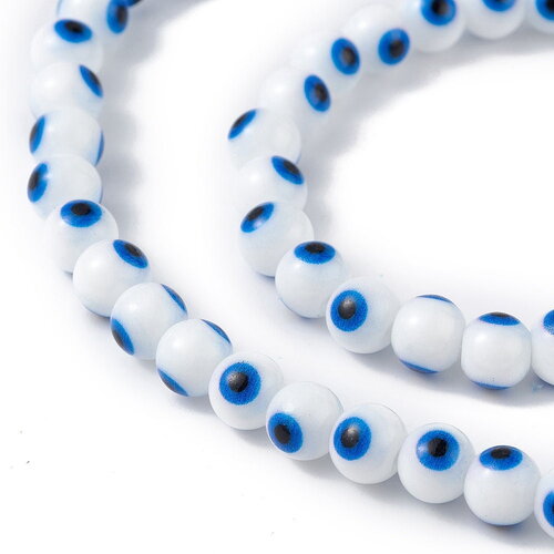 1 fil perles œil porte bonheur 6mm perles rondes verre œil protecteur