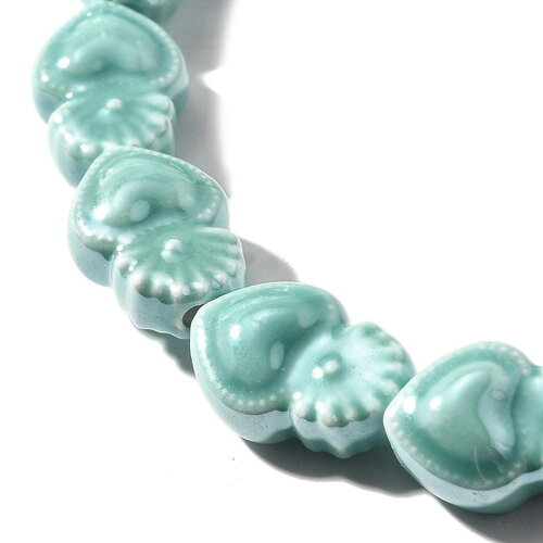 2 perles cœur ex voto porcelaine turquoise 15 x 10 mm perle céramique cœur flamboyant