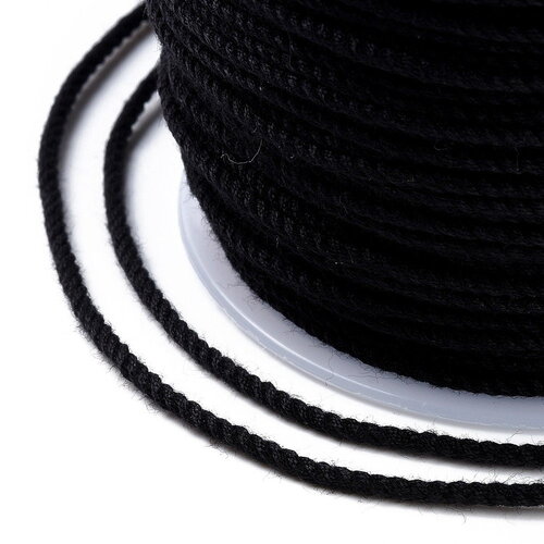 Cordon en coton tressé noir 1,2 mm cordon pour bijoux en coton cordon scrapbooking longueur 1 mètre