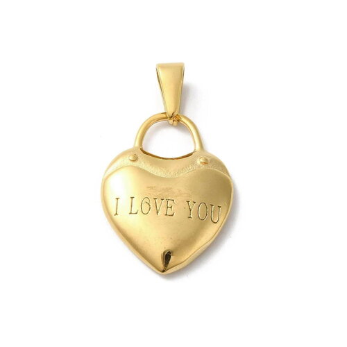 Pendentif cœur love doré en acier inoxydable 304 inoxydable 30 mm cœur doré
