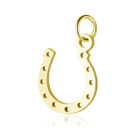 Pendentif fer à cheval en acier doré 13 mm pendentif porte bonheur