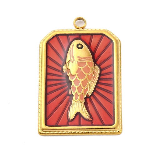 Pendentif poisson en acier inoxydable 28 mm pendentif porte bonheur