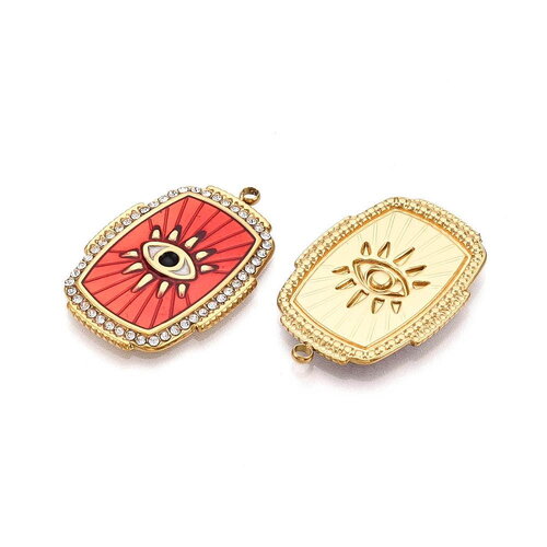 Pendentif œil protecteur en émail et acier inoxydable 32,5 mm pendentif rectangle œil porte bonheur