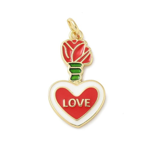 Pendentif cœur ex voto en métal doré émaillé breloque cœur vendu à l'unité