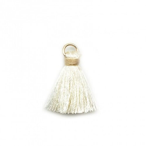 10 pompons beige en coton anneaux doré pompon coton 25 mm
