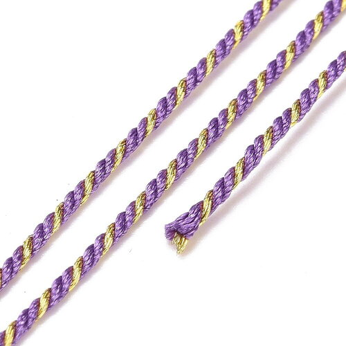 Cordon tressé filigrane poly coton fil doré 1,2 mm cordon multicolore pour bijoux en coton cordon mauve longueur 1 mètre