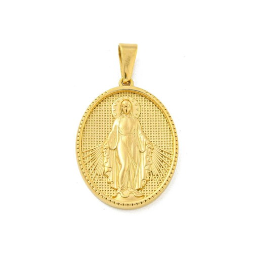 Médaille vierge en acier inoxydable doré 35 mm pendentif vierge doré médaille miraculeuse
