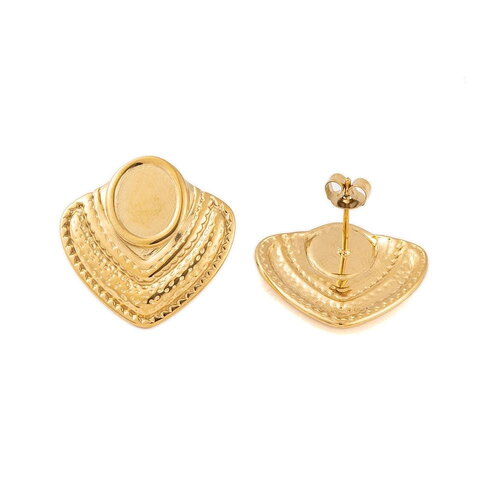 Clous d'oreilles pour cabochon en acier inoxydable 304 support boucle puce d'oreille doré