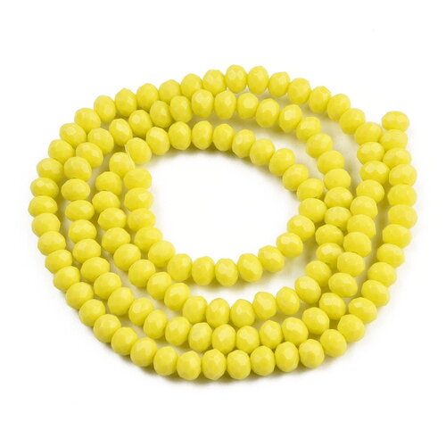 120 perles rondelles facettées perles rondes aplaties 4x3mm perle rondelle opaque en verre jaune