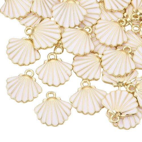 Pendentif coquillage émaillé coquillage doré 13 mm - unité