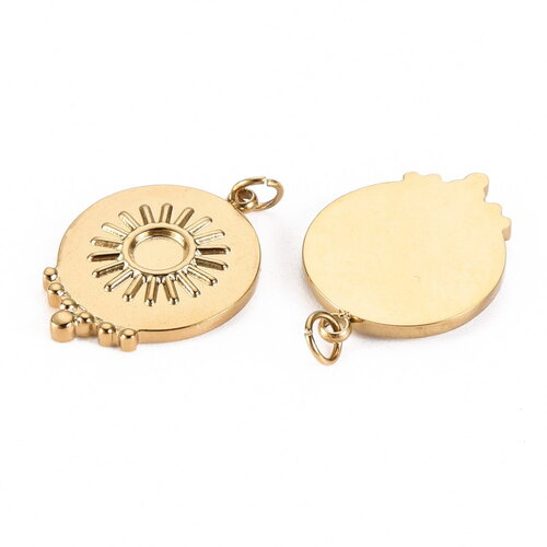 Pendentif support cabochon en acier inoxydable doré 20 mm support plateau cabochon 4 mm