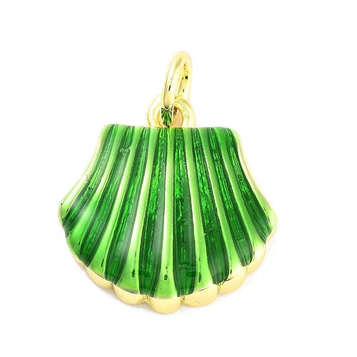 Pendentif coquillage émaillé coquillage doré 14 mm - unité