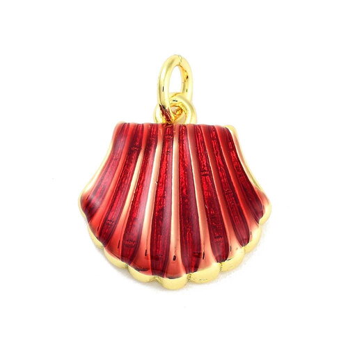 Pendentif coquillage émaillé coquillage doré 14 mm - unité