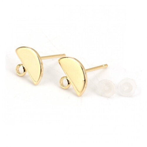 Boucle d'oreille demi rond plaquée ou 10x8 mm puce d'oreille doré